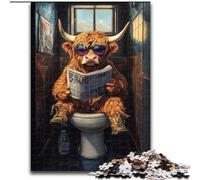 JigsawPuzzle 1000 Pieces for Adults Yak Sitting on The Toilet Wooden Puzzles 50X75CM for Holidays, Birthdays, And Family Game Nights