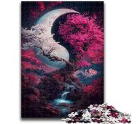 JigsawPuzzle 1000 Pieces for Adults Yin Yang Cherry Blossom Tree Help The Brain Exercise Addictive Toys to Cultivate Patience Suitable for Couples 26x38cm
