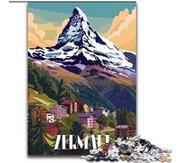 JigsawPuzzle 1000 Pieces for Adults Zermatt Mountain Village,Help The Brain Exercise Addictive Toys to Cultivate Patience Perfect Decoration 50x75cm