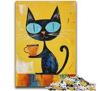 JigsawPuzzle 1000 Pieces for Teenagers Abstract Art Black Cat Toy Intellectual Game for Home Decoration for Age 14 Years Up 50x75cm