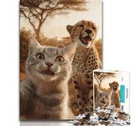 JigsawPuzzle 1000 Pieces for Teenagers African Cat,Brain Intelligence Challenge Addictive Toys Birthday Present,Gifts,Wall Art (75x50cm)