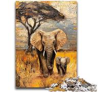 JigsawPuzzle 1000 Pieces for Teenagers African Elephants, Games Toys Gift Unique Birthday And Gifts for And Age 14 Years Up 26X38CM