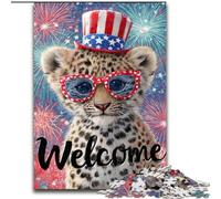 JigsawPuzzle 1000 Pieces for Teenagers American Leopard, Stress Relief with Fully Interlocking Randomly Shaped Pieces for And 14 Years Old (Size 26x38cm)