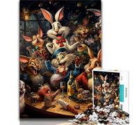 JigsawPuzzle 1000 Pieces for Teenagers Animal Party,Brain Intelligence Challenge Addictive Toys Birthday Present,Gifts,Wall Art (38x26cm)
