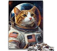 JigsawPuzzle 1000 Pieces for Teenagers Astronaut Cat for Age 14+ Quiz Game Fun at Home Activities, Birthday Present,Travel Gifts 26x38cm
