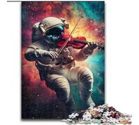 JigsawPuzzle 1000 Pieces for Teenagers Astronaut Playing Violin,Help The Brain Exercise Addictive Toys to Cultivate Patience Enhance Memory 50x75cm