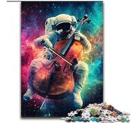 JigsawPuzzle 1000 Pieces for Teenagers Astronaut Playing Violin Stress Reliever Staycation Kill Time Perfect Decoration for Age 14+ 26x38cm