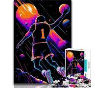 JigsawPuzzle 1000 Pieces for Teenagers Astronaut Shooting Basketball, Challenging To Complete But Fun And Humorous,A Work of Art for Age 14 38x26cm