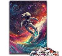 JigsawPuzzle 1000 Pieces for Teenagers Astronaut Surfing for Educational Game Challenge Toy Deal As Gifts for The Whole Family 38x26cm
