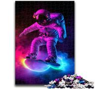 JigsawPuzzle 1000 Pieces for Teenagers Astronaut Surfing for Educational Game Challenge Toy Deal As Gifts for The Whole Family 38x26cm