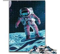 JigsawPuzzle 1000 Pieces for Teenagers Astronauts on The Moon,Help The Brain Exercise Addictive Toys to Cultivate Patience Enhance Memory 38x26cm