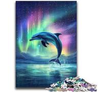 JigsawPuzzle 1000 Pieces for Teenagers Aurora Dolphin Difficult And Challenge with Matching Poster And Trivia Sheet for Age 14 50x75cm