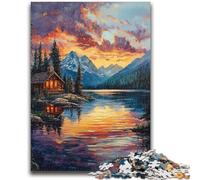 JigsawPuzzle 1000 Pieces for Teenagers Autumn Wooden House Toy Intellectual Game for Home Decoration for Age 14 Years Up 50x75cm