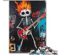 JigsawPuzzle 1000 Pieces for Teenagers Basquiat-style Skull Playing Guitar, Elephant Toy Intellectual Game Birthday Present, Gifts, Wall Art for Ages 14+ (Size 50x75cm)