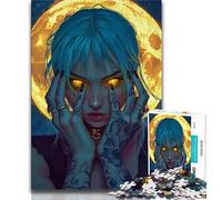 JigsawPuzzle 1000 Pieces for Teenagers Beautiful Anime Girl with Moon,Brain Intelligence Challenge Addictive Toys Birthday Present,Gifts,Wall Art (38x26cm)