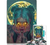 JigsawPuzzle 1000 Pieces for Teenagers Beautiful Anime Girl with Moon,Brain Intelligence Challenge Addictive Toys Birthday Present,Gifts,Wall Art (75x50cm)