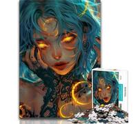 JigsawPuzzle 1000 Pieces for Teenagers Beautiful Anime Girl with Moon,Toys Educational Games Stress Relieving Enhance Love between Couples 38x26cm