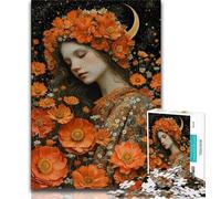 JigsawPuzzle 1000 Pieces for Teenagers Beautiful Girl with Flowers,Brain Intelligence Challenge Addictive Toys Birthday Present,Gifts,Wall Art 75x50cm