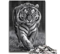JigsawPuzzle 1000 Pieces for Teenagers Black And White Tiger Stress Reliever Difficult Challenge Deal As Gifts for The Whole Family 50x75cm