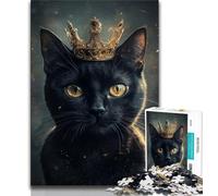 JigsawPuzzle 1000 Pieces for Teenagers Black Cat with A Crown,Toys Educational Games Stress Relieving Enhance Love between Couples 75x50cm