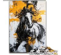 JigsawPuzzle 1000 Pieces for Teenagers Black Golden Horse, for 14+ Challenging Game As A Gift for The Whole Family And Friends (Size 26x38cm)