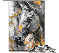 JigsawPuzzle 1000 Pieces for Teenagers Black Golden Horse, for 14+ Challenging Game As A Gift for The Whole Family And Friends (Size 50x75cm)