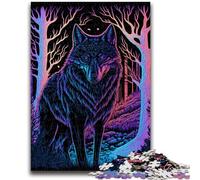 JigsawPuzzle 1000 Pieces for Teenagers Black Light Wolf Challenging Game Toys for Is Ideal As A Gift for The Whole Family 26x38cm