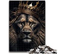 JigsawPuzzle 1000 Pieces for Teenagers Black Lion King on Gold for Educational Game Challenge Toy Deal As Gifts for The Whole Family 50x75cm