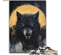 JigsawPuzzle 1000 Pieces for Teenagers Black Wolf Challenging Game And Family Play A Work of Art for Age 14 (size 26x38cm)