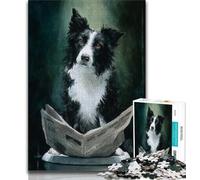 JigsawPuzzle 1000 Pieces for Teenagers Border Collie on The Toilet,Toys Educational Games Stress Relieving Unique Home Decor And Gifts 75x50cm