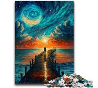 JigsawPuzzle 1000 Pieces for Teenagers Bridge to Ocean Painting Challenging Game Toys for Is Ideal As A Gift for The Whole Family 26x38cm