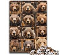 JigsawPuzzle 1000 Pieces for Teenagers Brown Bear Collage Difficult And Challenge with Matching Poster And Trivia Sheet for Age 14 26x38cm