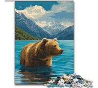 JigsawPuzzle 1000 Pieces for Teenagers Brown Bear in The Lake Challenging Game And Family Play A Work of Art for Age 14 (size 50x75cm)