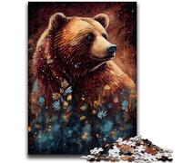 JigsawPuzzle 1000 Pieces for Teenagers Brown Bear Ink Painting Stress Reliever Difficult Challenge Deal As Gifts for The Whole Family 38x26cm