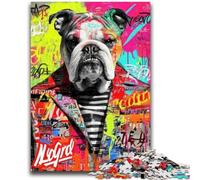JigsawPuzzle 1000 Pieces for Teenagers Bulldog Doodle Stress Reliever Difficult Challenge Deal As Gifts for The Whole Family 50x75cm