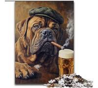 JigsawPuzzle 1000 Pieces for Teenagers Bullmastiff Dog Smoking Learning Educational Toys Family Games Educational Game for Birthday, Chrismas 26x38cm