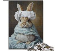 JigsawPuzzle 1000 Pieces for Teenagers Bunny Playing with Toilet Paper Stress Reliever Staycation Kill Time Perfect Decoration for Age 14+ 26x38cm