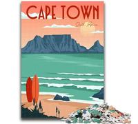JigsawPuzzle 1000 Pieces for Teenagers Cape Town Travel Poster Stress Reliever Difficult Challenge Deal As Gifts for The Whole Family (size 38x26cm)