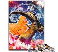 JigsawPuzzle 1000 Pieces for Teenagers Capricorn Zodiac Wall Art Stress Reliever Difficult Challenge Deal As Gifts for The Whole Family 50x75cm