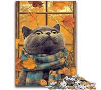 JigsawPuzzle 1000 Pieces for Teenagers Cat in Autumn Decompressing Intellectual Educational Toy Perfect Decoration 50x75cm
