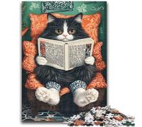 JigsawPuzzle 1000 Pieces for Teenagers Cat Reading Newspaper for Educational Game Challenge Toy Deal As Gifts for The Whole Family 38x26cm