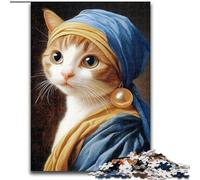 JigsawPuzzle 1000 Pieces for Teenagers Cat with A Pearl Earring, for Age 14 Years And over Home Decor As A Gift for The Whole Family And Friends (Size 26x38cm)