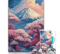 JigsawPuzzle 1000 Pieces for Teenagers Cherry Blossom Mount Fuji, Challenging To Complete But Fun And Humorous,A Work of Art for Age 14 38x26cm