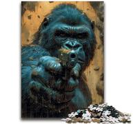 JigsawPuzzle 1000 Pieces for Teenagers Chimpanzee with Gun for Educational Game Challenge Toy Deal As Gifts for The Whole Family 38x26cm