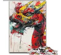 JigsawPuzzle 1000 Pieces for Teenagers Chinese Dragon Oil Painting, Suitable for People Aged 14 And Above Educational Games Secret Santa Gifts (Size 26x38cm)