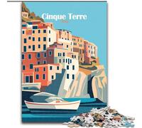 JigsawPuzzle 1000 Pieces for Teenagers Cinque Terre Italy Poster,Brain Intelligence Challenge Addictive Toys Birthday Present,Gifts,Wall Art 50x75cm