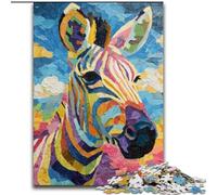 JigsawPuzzle 1000 Pieces for Teenagers Colored Zebra Challenging Game And Family Play A Work of Art for Age 14 (size 26x38cm)