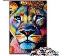JigsawPuzzle 1000 Pieces for Teenagers Colorful Lioness Face, Elephant Toy Intellectual Game Birthday Present, Gifts, Wall Art for Ages 14+ (Size 26x38cm)