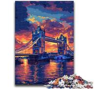 JigsawPuzzle 1000 Pieces for Teenagers Colorful London Tower Bridge Toy Intellectual Game for Home Decoration for Age 14 Years Up 50x75cm