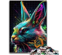 JigsawPuzzle 1000 Pieces for Teenagers Colorful Watercolor Rabbit for Age 14+ Brain Teaser Game Best Gift for Adults And Teenagers 26x38cm